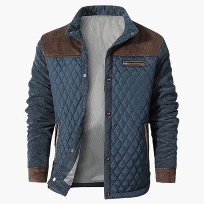 Herren Steppjacke mit Druckknöpfen und Kontrastpanelen 1