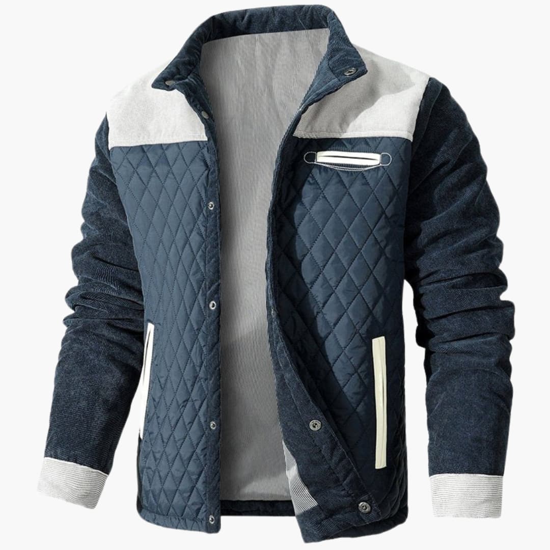 Herren Steppjacke mit Druckknöpfen und Kontrastpanelen 3