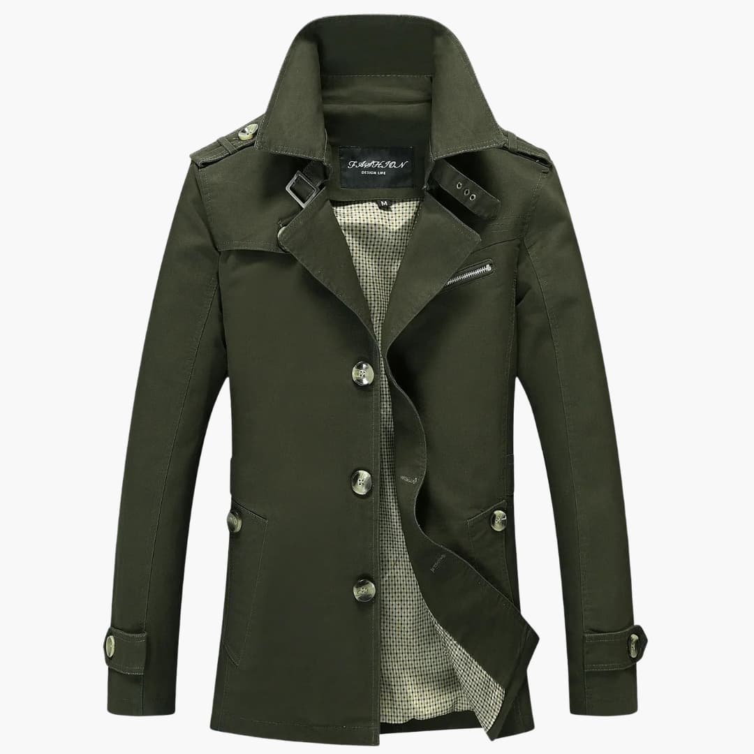 Herren Trenchcoat mit Gürtel und Knopfleiste 0