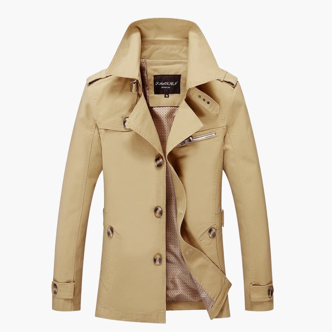 Herren Trenchcoat mit Gürtel und Knopfleiste 2
