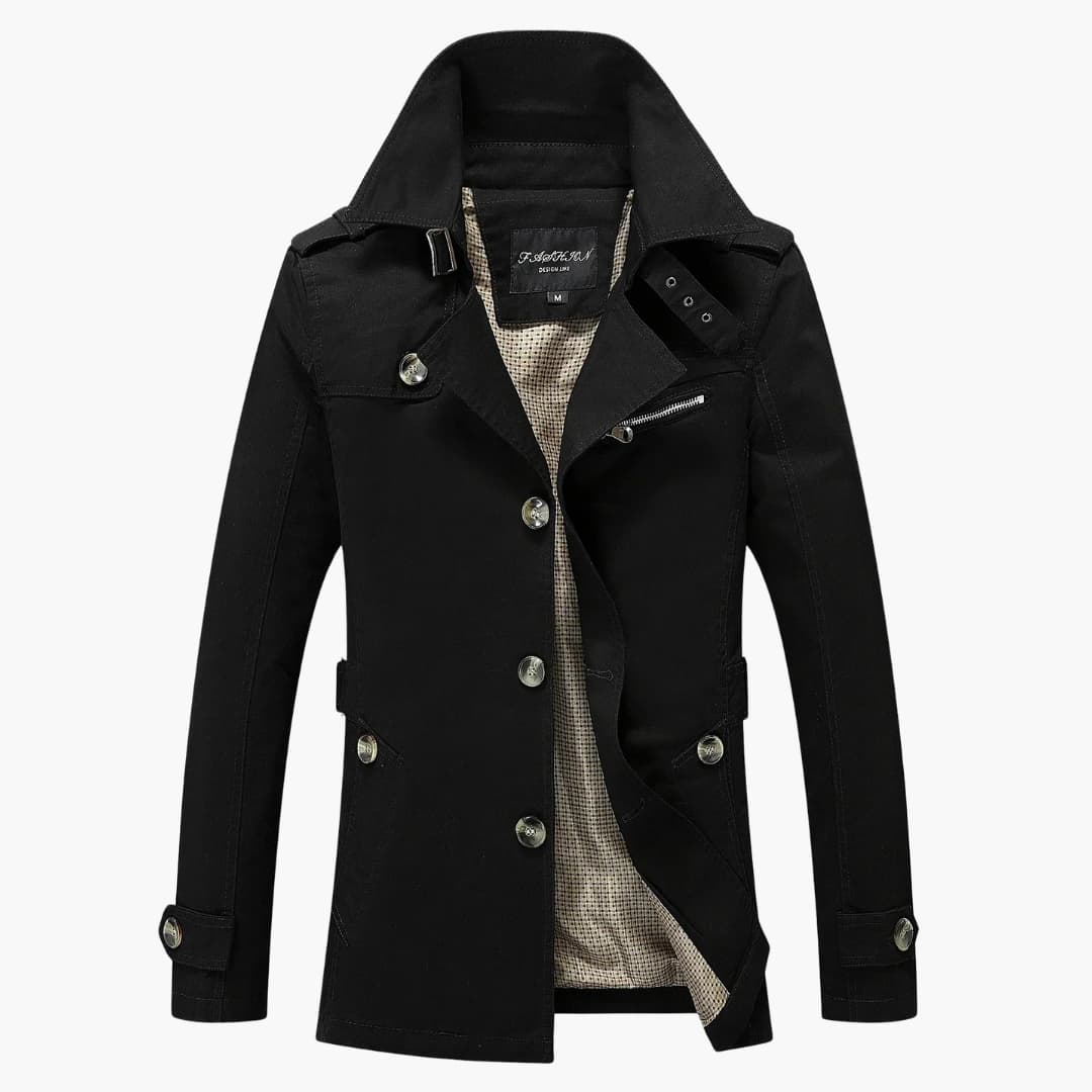 Herren Trenchcoat mit Gürtel und Knopfleiste 3