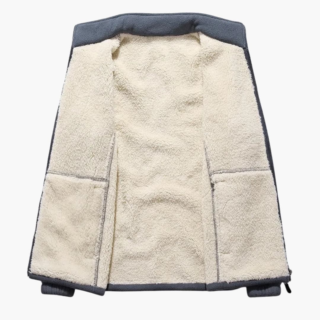 Herren Winter Fleecejacke mit Reißverschluss und Stehkragen 2