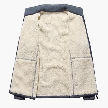 Herren Winter Fleecejacke mit Reißverschluss und Stehkragen 2