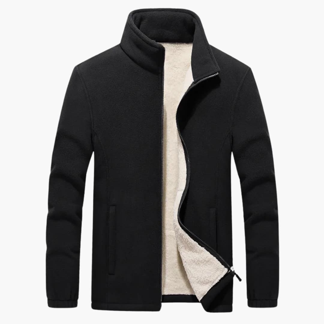 Herren Winter Fleecejacke mit Reißverschluss und Stehkragen 3