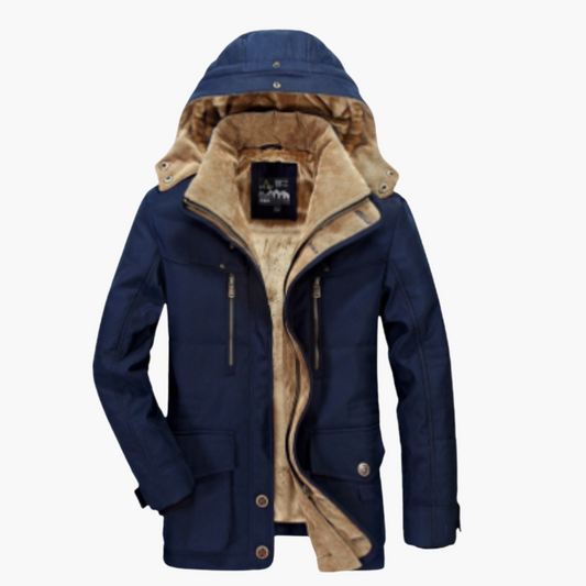 Herren Winter Jacke mit Kapuze und Reißverschluss 0