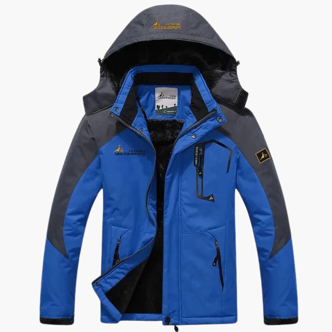 Herren Winterjacke mit Reißverschluss und abnehmbarer Kapuze 2