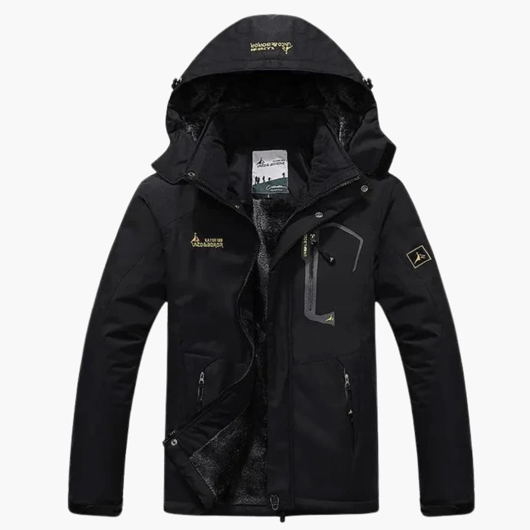 Herren Winterjacke mit Reißverschluss und abnehmbarer Kapuze 3
