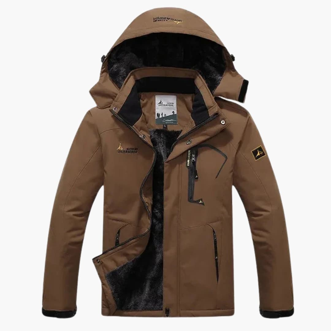 Herren Winterjacke mit Reißverschluss und abnehmbarer Kapuze 4