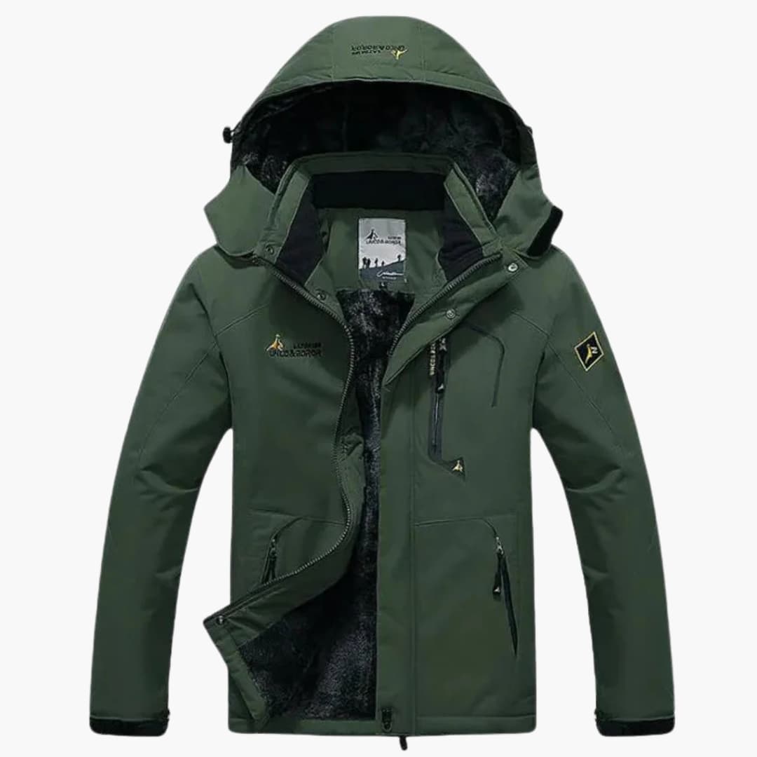 Herren Winterjacke mit Reißverschluss und abnehmbarer Kapuze 5