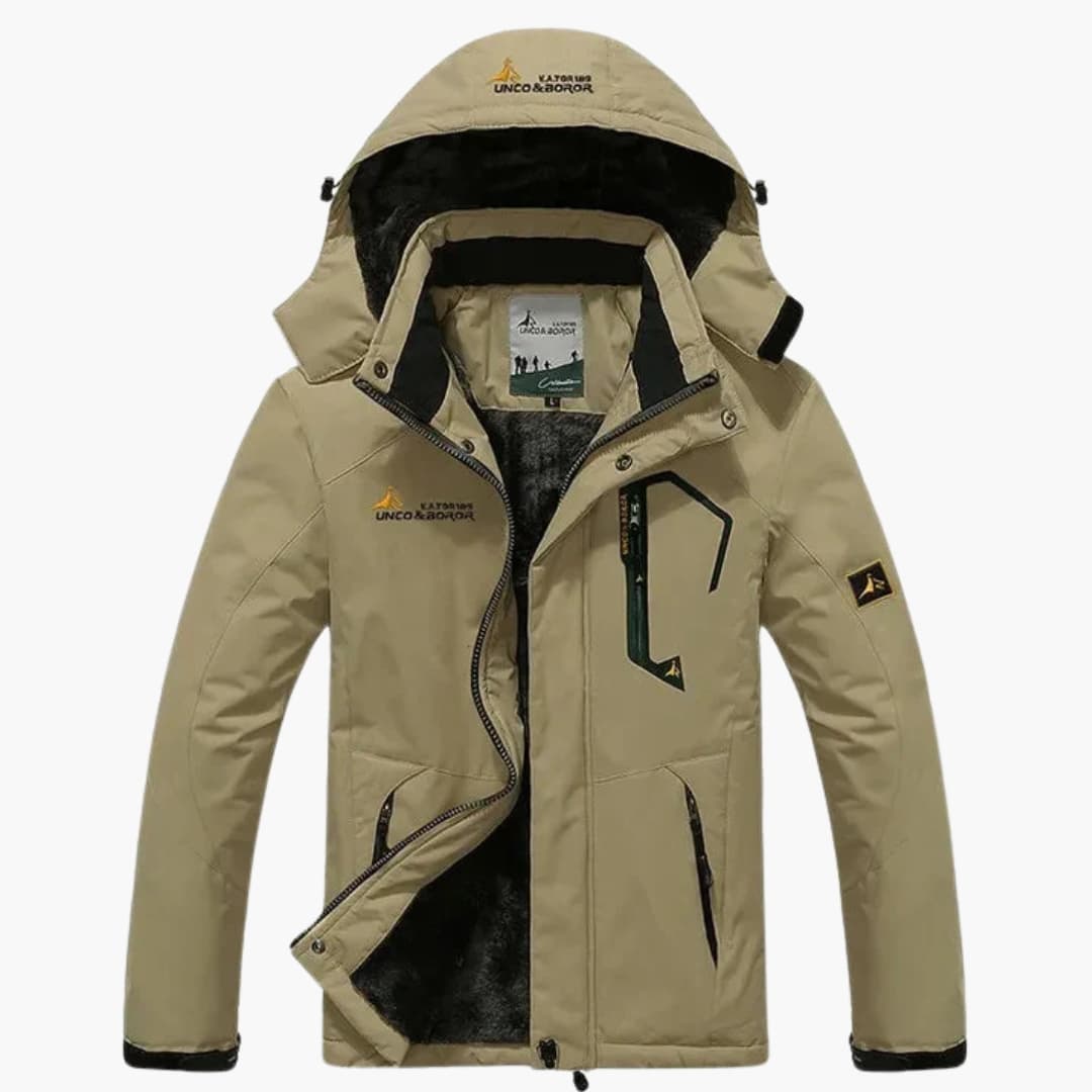 Herren Winterjacke mit Reißverschluss und abnehmbarer Kapuze 6