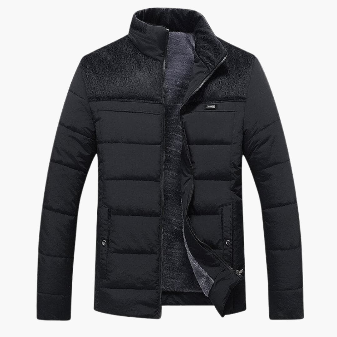 Herren Winterjacke mit durchgehendem Reißverschluss und Stehkragen 0