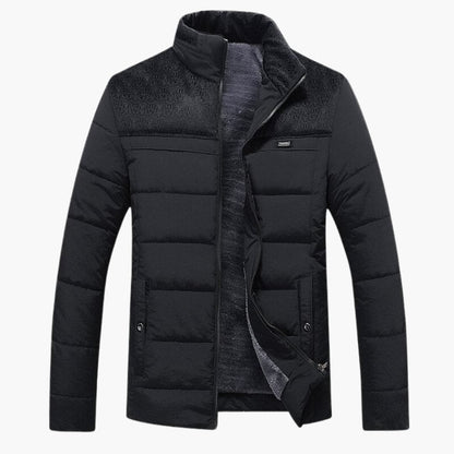 Herren Winterjacke mit durchgehendem Reißverschluss und Stehkragen 0