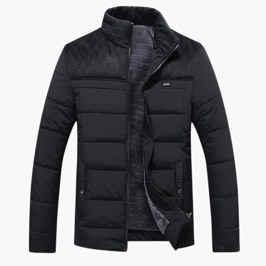 Herren Winterjacke mit durchgehendem Reißverschluss und Stehkragen 0