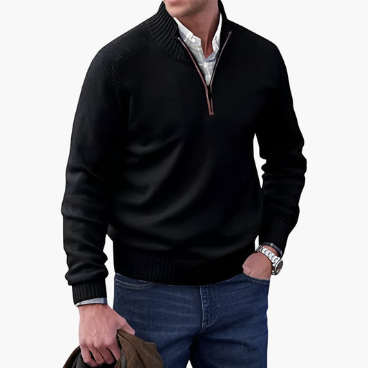 Herren Zip-Up Pullover mit geripptem Saum 0