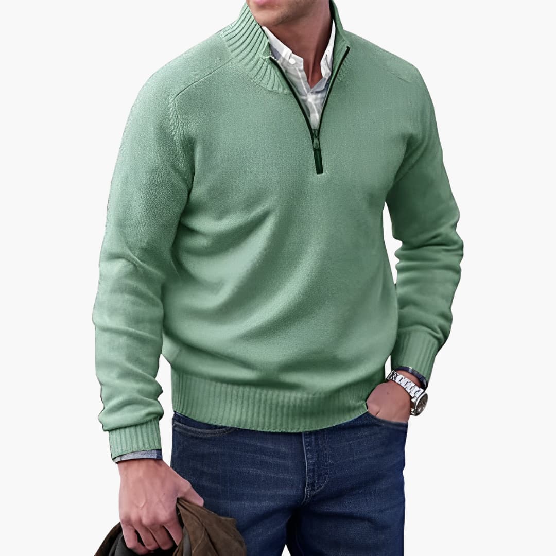 Herren Zip-Up Pullover mit geripptem Saum 3