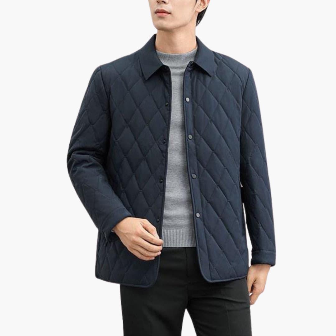 Herren gesteppte Jacke mit Reißverschluss und Stehkragen 1