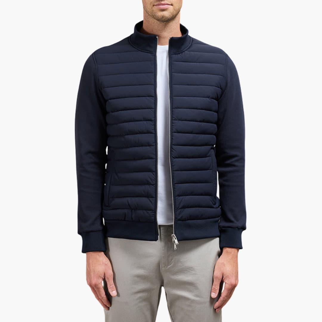 Herren gesteppte Jacke mit Reißverschluss und Stehkragen 2