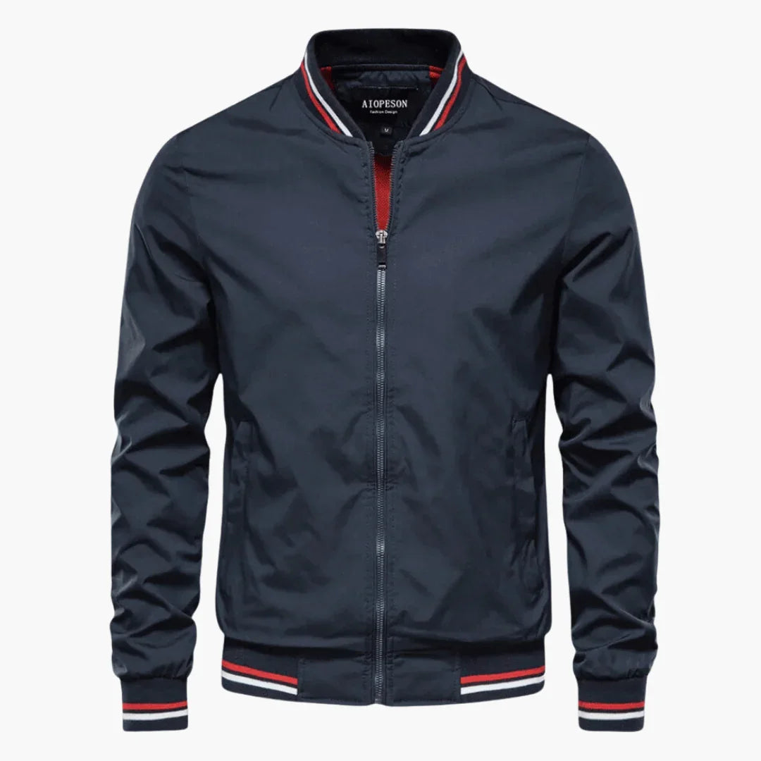 Herren jacke mit Reißverschluss und geripptem Saum 0