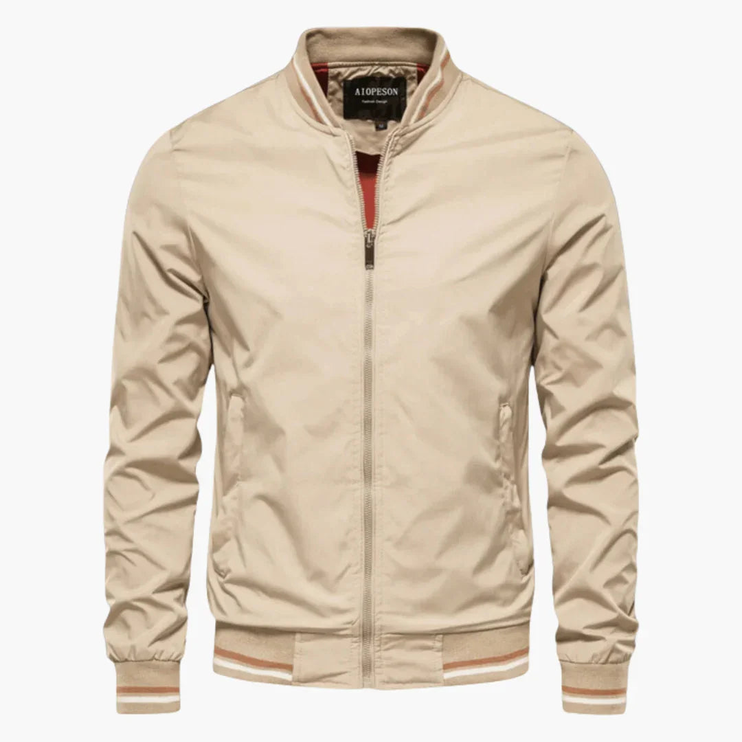 Herren jacke mit Reißverschluss und geripptem Saum 1