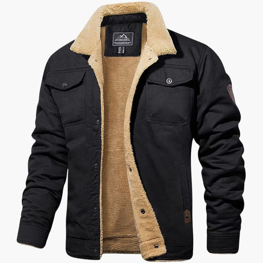 Herren jacke mit Sherpa-Kragen und Knopfverschluss 0