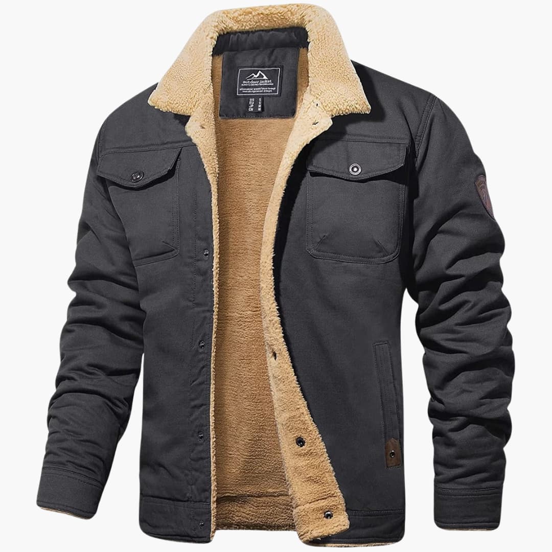 Herren jacke mit Sherpa-Kragen und Knopfverschluss 2