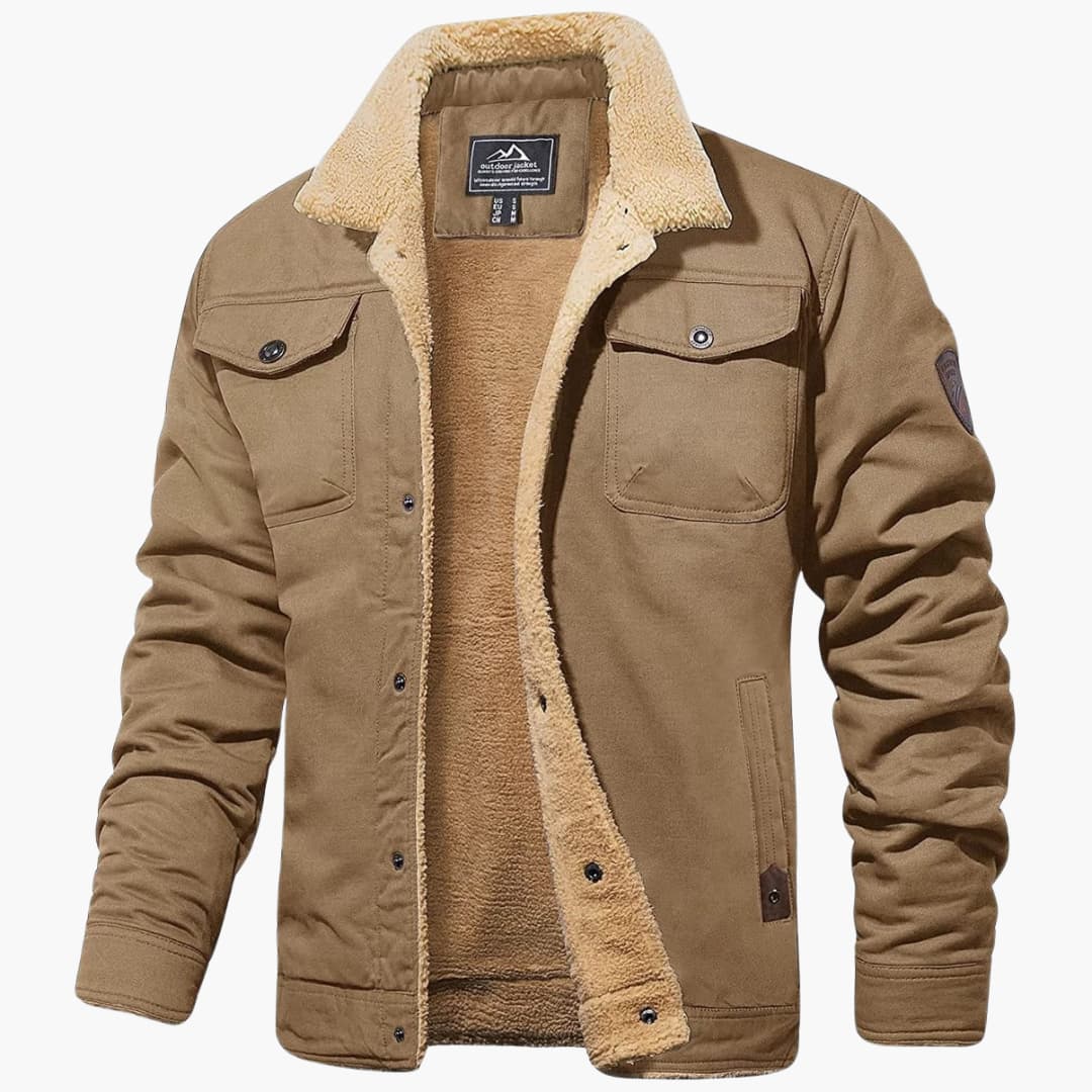 Herren jacke mit Sherpa-Kragen und Knopfverschluss 3