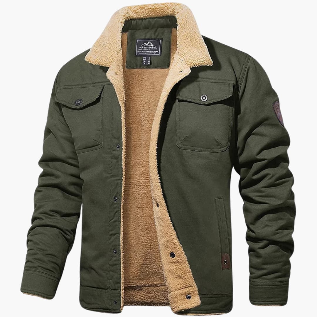 Herren jacke mit Sherpa-Kragen und Knopfverschluss 4
