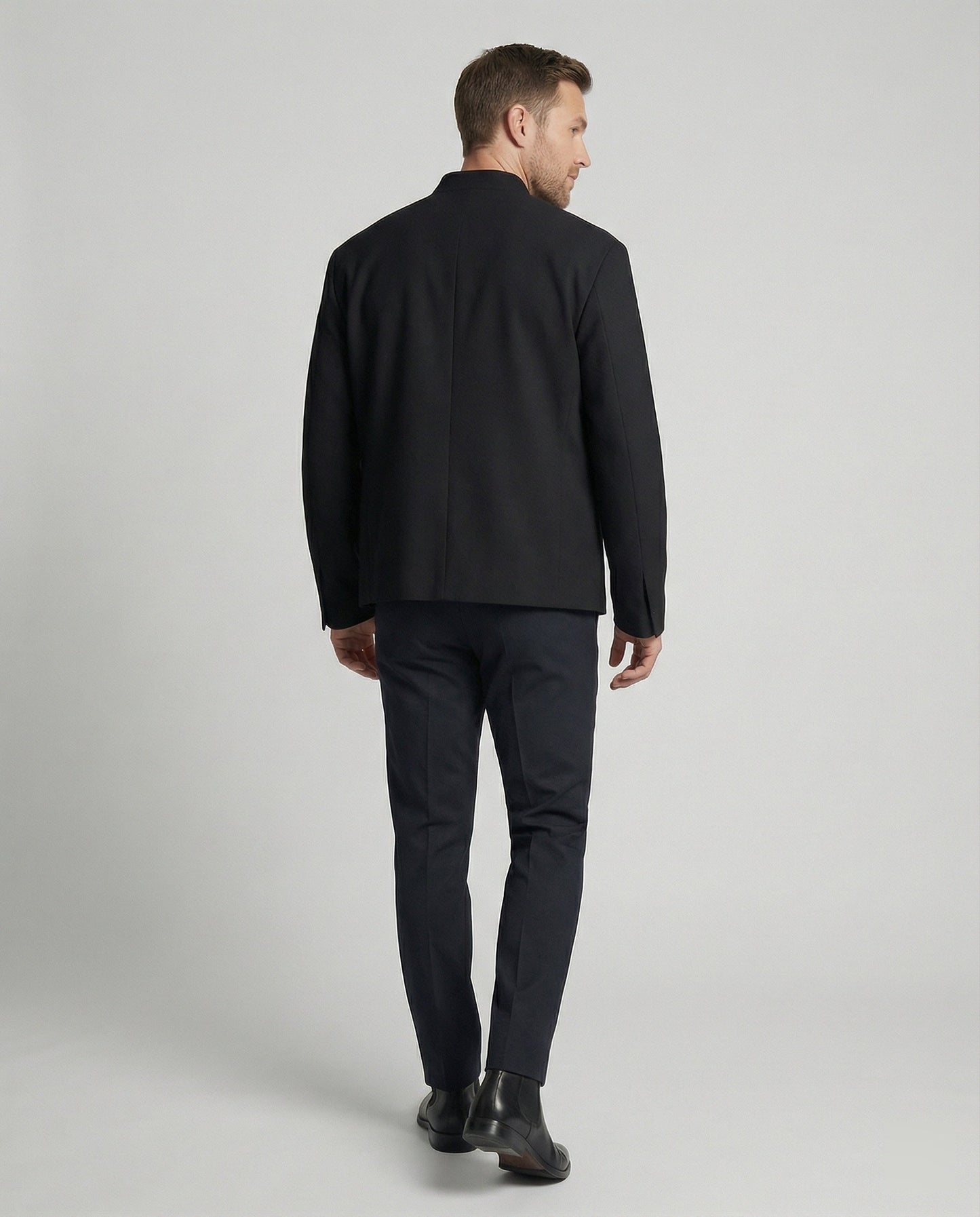 Herren Zweiteiler Oversized Stehkragen Anzughose Modern