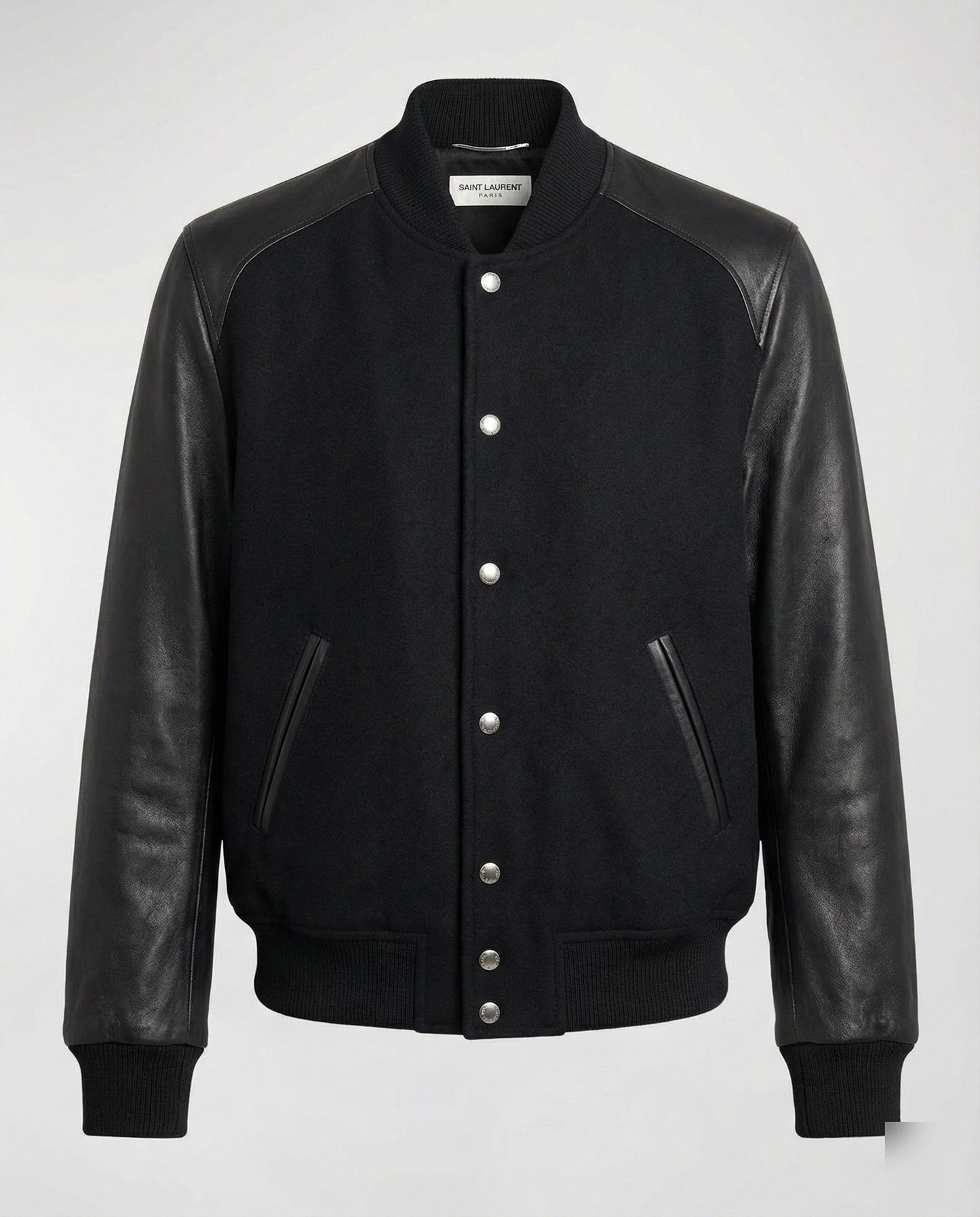 Leder Collegejacke Schmal Slim Fit mit Druckknöpfen