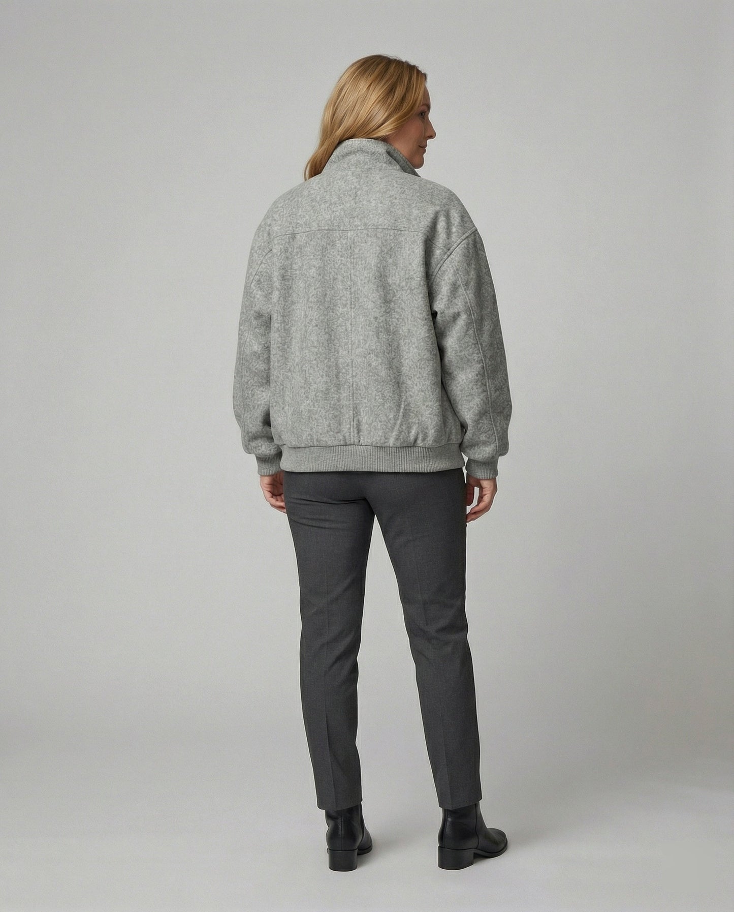 Wollmix-Übergangsjacke Weit mit Stehkragen und Reißverschlusstaschen Damen