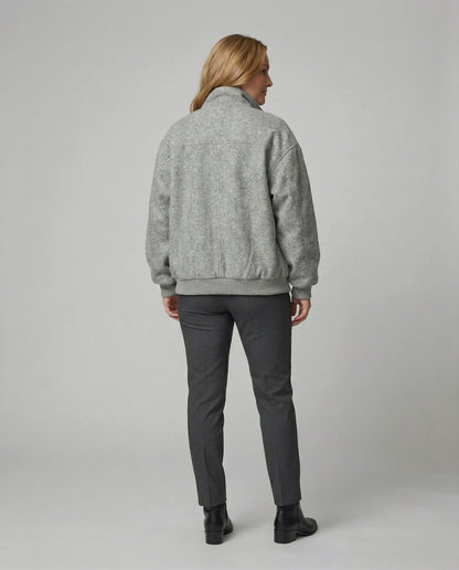 Wollmix-Übergangsjacke Weit mit Stehkragen und Reißverschlusstaschen Damen