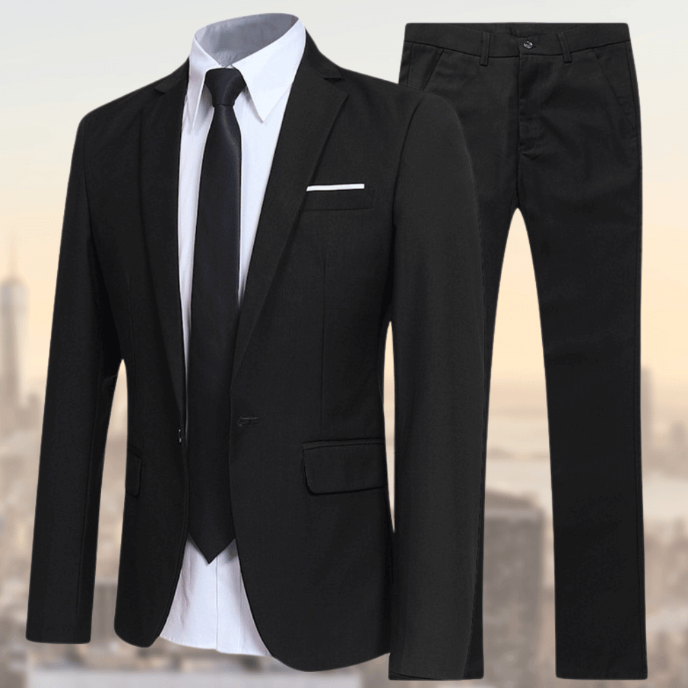 Herrenanzug | Maßgeschneidert | Stilvoll | Anzugsjacke | Anzugshose-Schwarz-S-Chaps Herrenmode