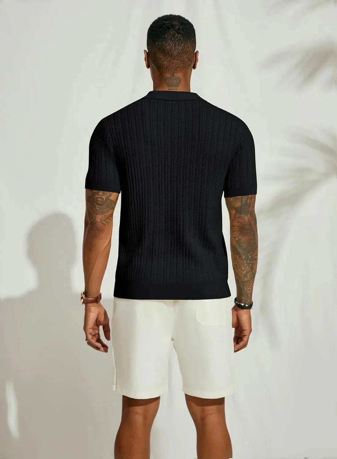 Herrenhemd - Gestrickt - Kurzarm - Sweater T-Shirt - Button-Up Shirt-Chaps Herrenmode