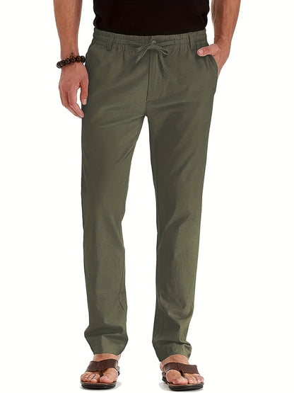 Herren Chinos Slim Fit Elastisch Leinenhosen - BerlinGlamour