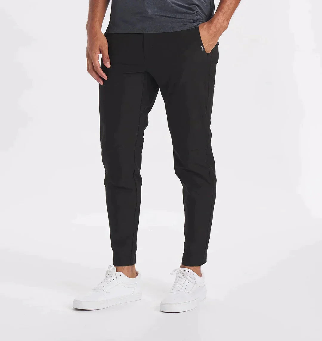 Herrenhosen - Kordelzug - Elastische Taille - Stretchhosen - Slim Fit Jogger-Mattschwarz-XS-Chaps Herrenmode