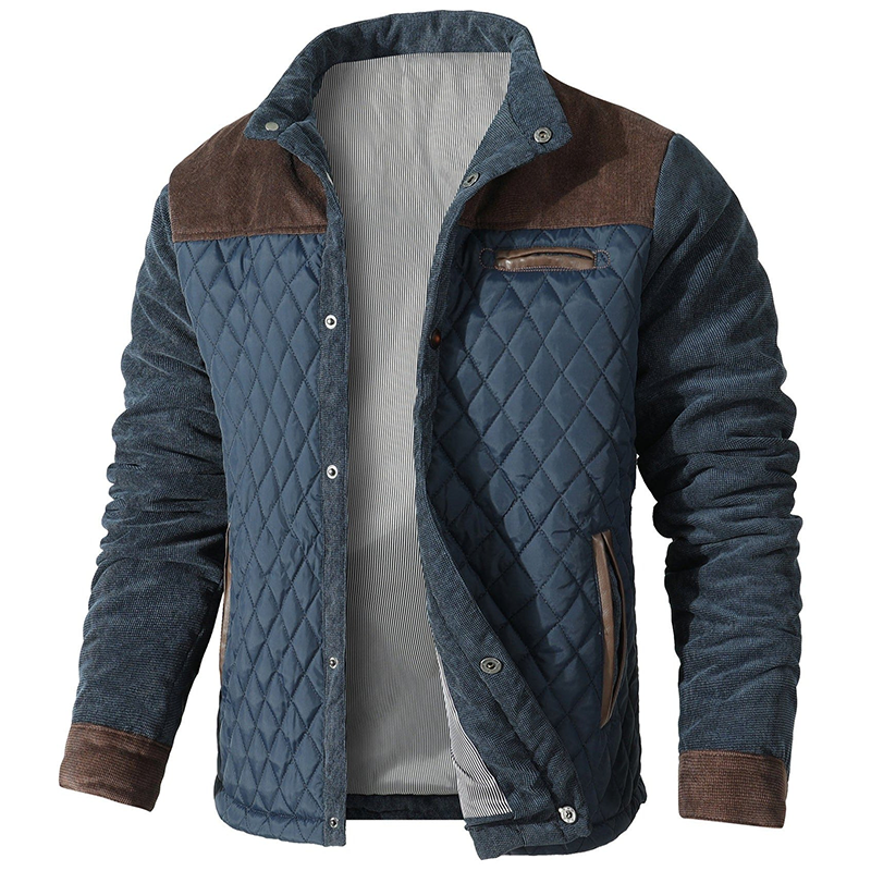 Herren Steppjacke Warm Winterjacke Button Up - BerlinGlamour