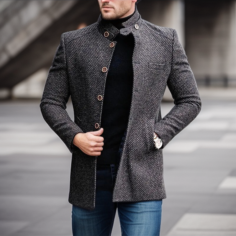 Herren Winterjacke Midlength Button Up Steppjacke - BerlinGlamour