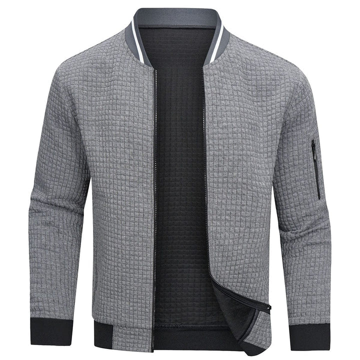 Herren Sweatshirt Langarm Reißverschluss Waffelmuster - BerlinGlamour