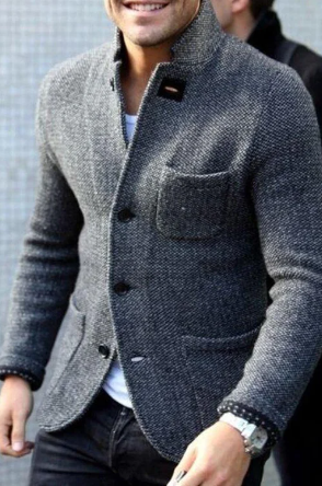 Herren Blazerjacke Einreihig Tweed Retro Look - BerlinGlamour