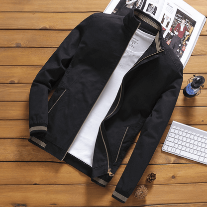 Herrenjacke | Stehkragen | Zip-Up | Herbstjacke | Windbreaker Jacke-Schwarz-M-Chaps Herrenmode