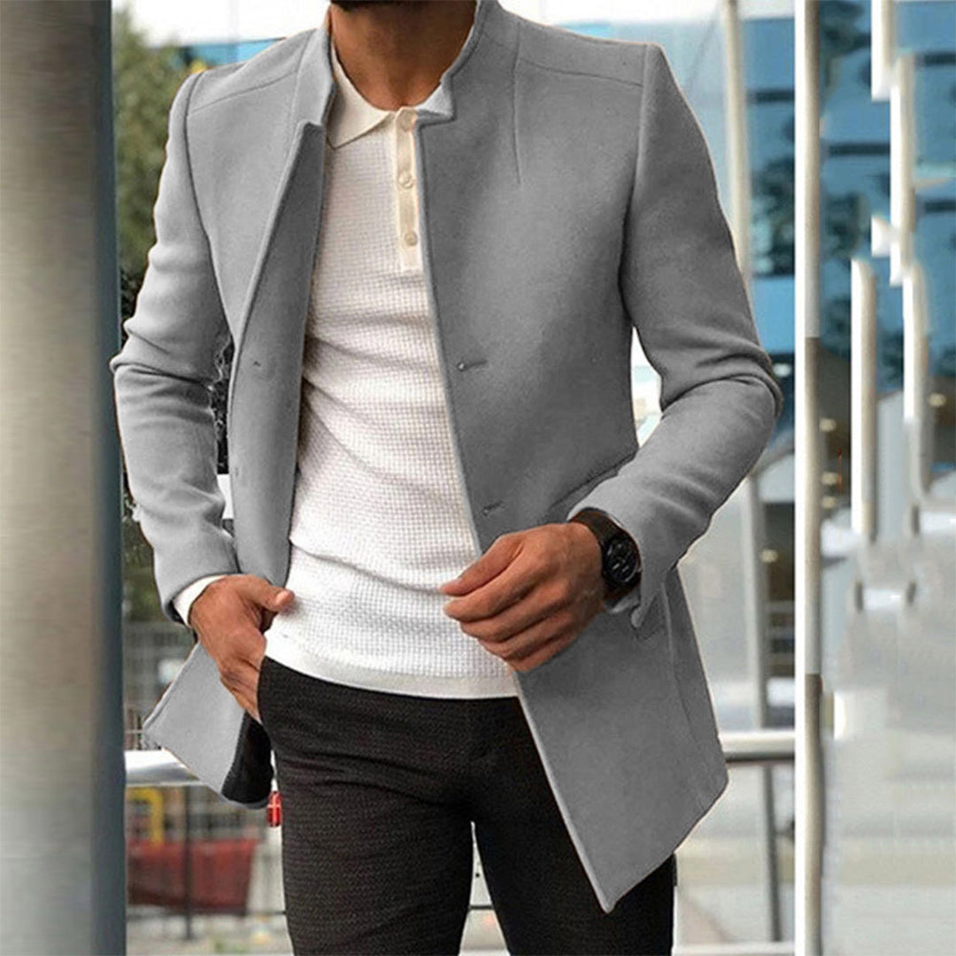 Herrenjacke - Stilvoll - Knopfleiste - Herbstjacke - Trenchcoat-Grau-XS-Chaps Herrenmode