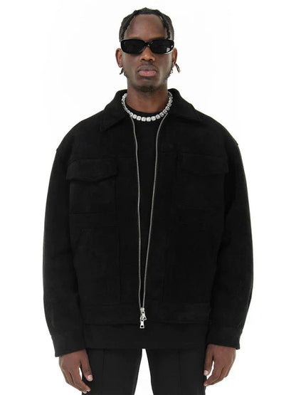 Herrenjacke – Taschen – Reißverschluss – Cargo-Jacke – Herbstjacke-Schwarz-M-Chaps Herrenmode