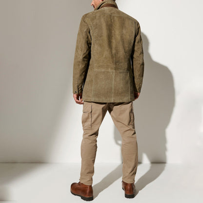 Herrenjacke - Vintage-Stil - Zip-Up - Wildlederjacke - Herbstjacke-Chaps Herrenmode