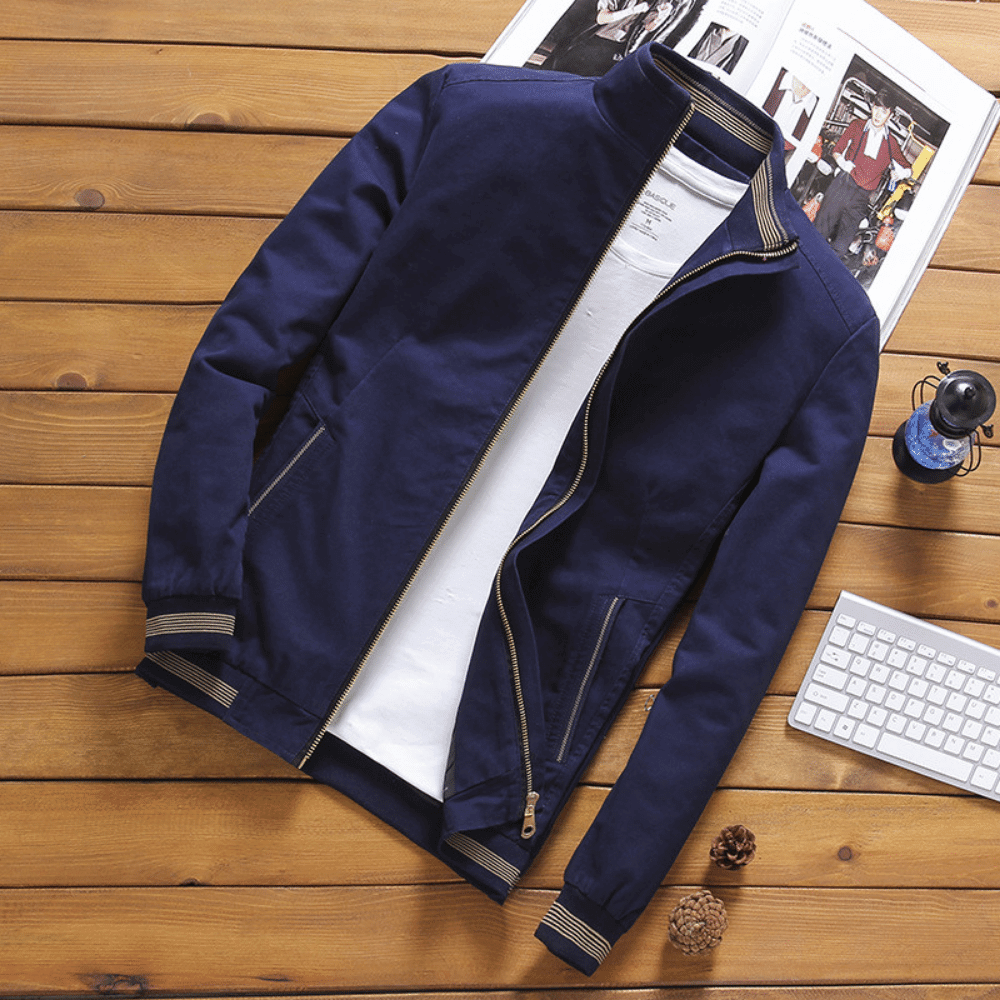 Herren Sommerjacke Stehkragen Zip-Up Harrington Style - BerlinGlamour