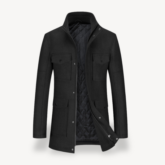Herrenjacke aus Wollmischung mit gestepptem Futter | Loravelle 0