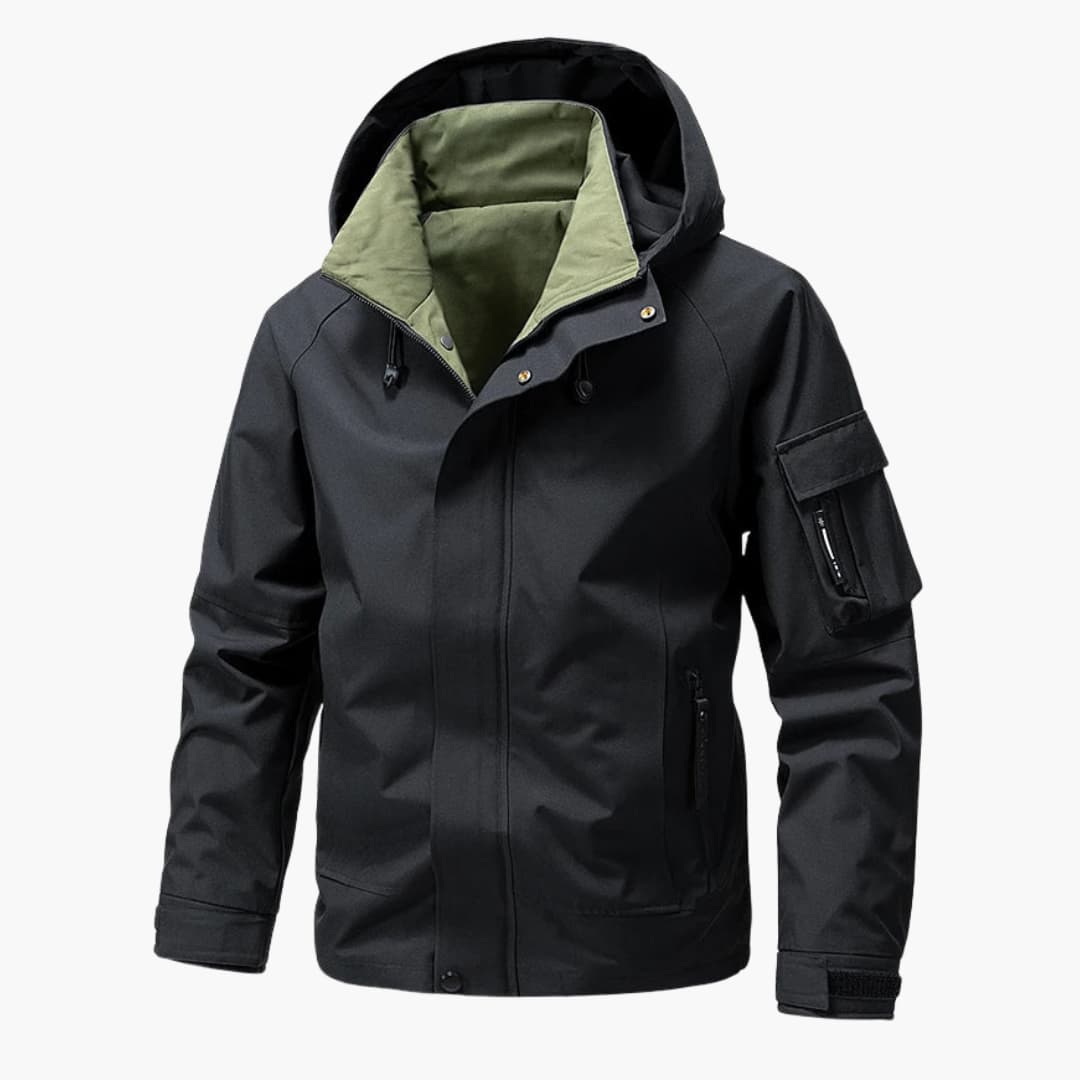 Herrenjacke mit Kapuze Frontreißverschluss und Seitentaschen 3