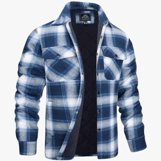 Herrenjacke mit Karomuster und durchgehendem Reißverschluss 0