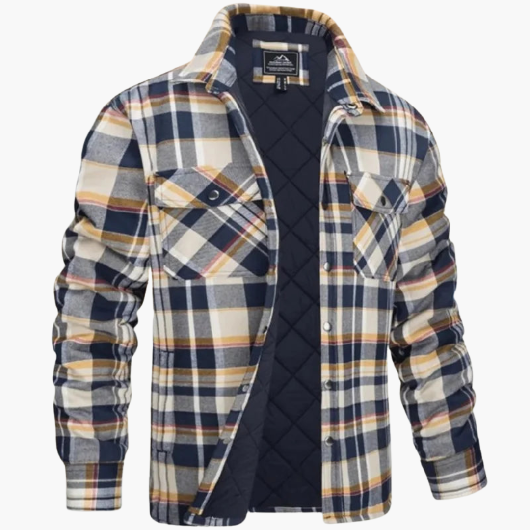 Herrenjacke mit Karomuster und durchgehendem Reißverschluss 1