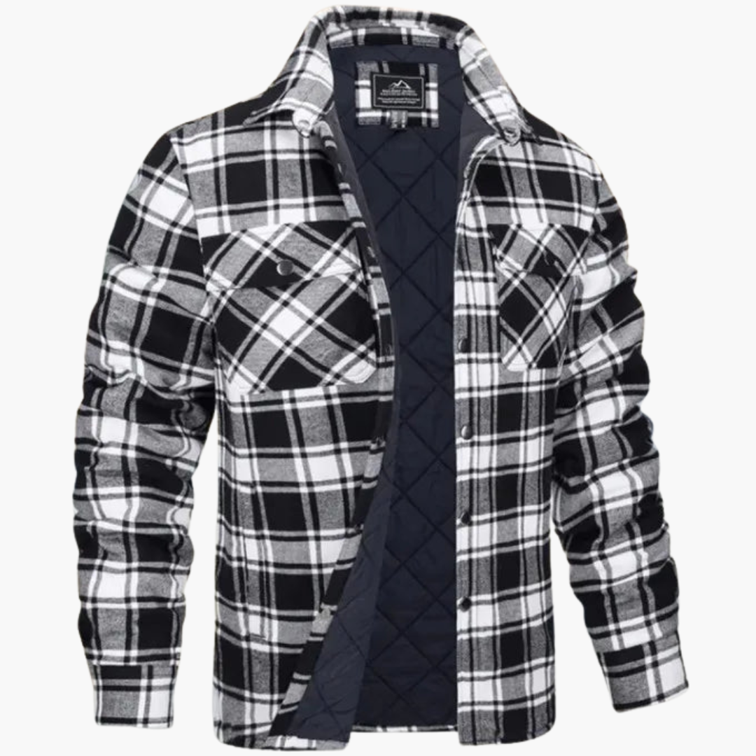 Herrenjacke mit Karomuster und durchgehendem Reißverschluss 2