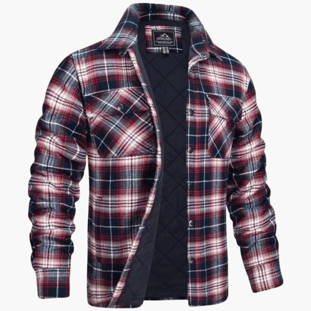 Herrenjacke mit Karomuster und durchgehendem Reißverschluss 4